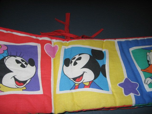 Image 1 of Disney Mickey Mouse Donald Duck Daisy bumper pad for Baby crib Primary Color