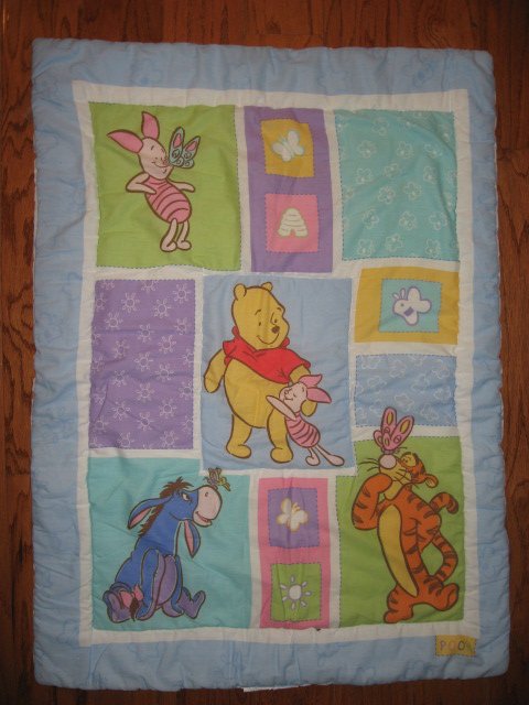 Image 0 of Winnie the Pooh and Piglet Child size finished  blanket crib Quilt gently used