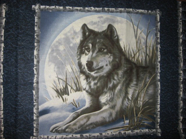 Image 1 of Wolf and the moon Fabric pillow panels set of two different pictures  