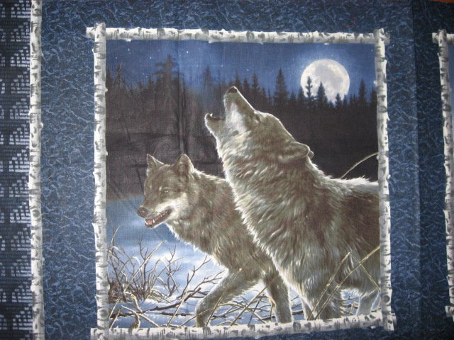 Image 2 of Wolf and the moon Fabric pillow panels set of two different pictures  