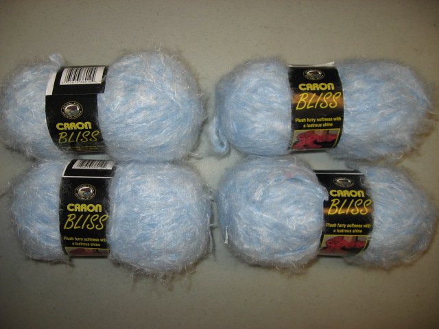 Image 0 of Caron Bliss Yarn - 3 skeins Blue Sky #0010 - furry, very soft  