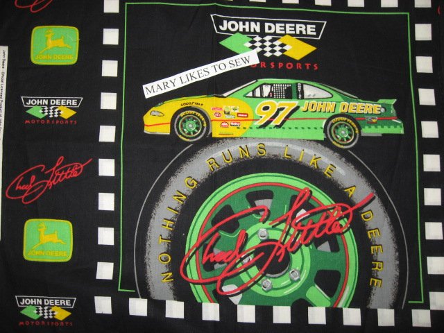 John Deere Chuck Little #97 Nascar Two Fabric pillow panels to sew