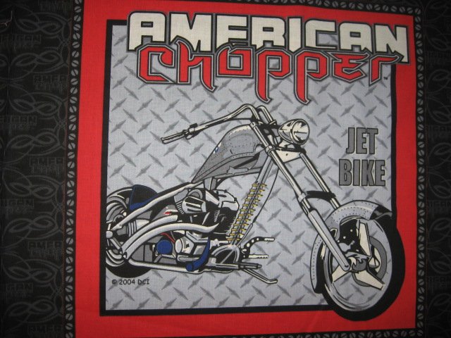 Image 0 of Jet bike Motorcycle American Chopper two Licensed Fabric pillow panels to sew