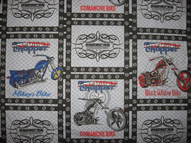 Motorcycle American Chopper  Licensed cotton fabric 18X18 squares