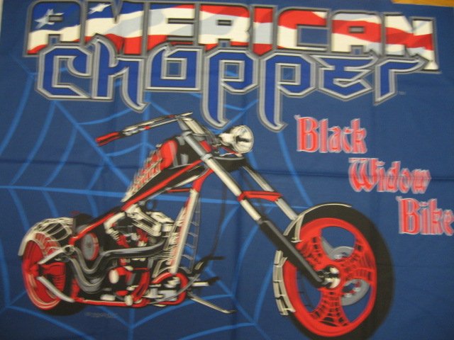 Image 0 of Black Widow Motorcycle American Chopper Licensed Fabric wall panel to sew