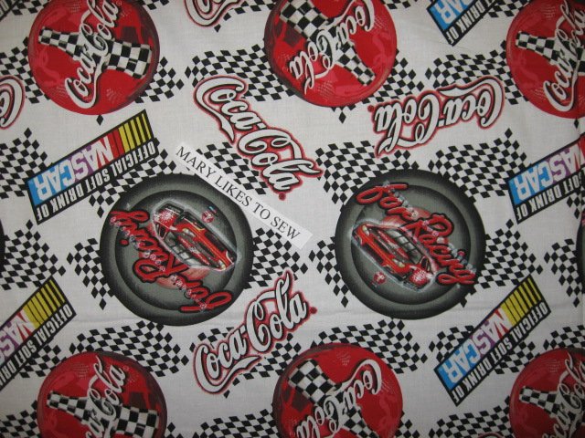 Image 0 of Coca-Cola Coke Nascar Racing Checkard Flag ORIGINAL cotton Fabric By The Yard