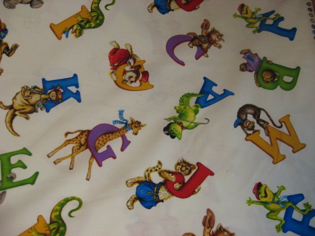 Alphabet Applique Letters Alligator Bear Fuzzy Tails Lisa McCue cotton fabric