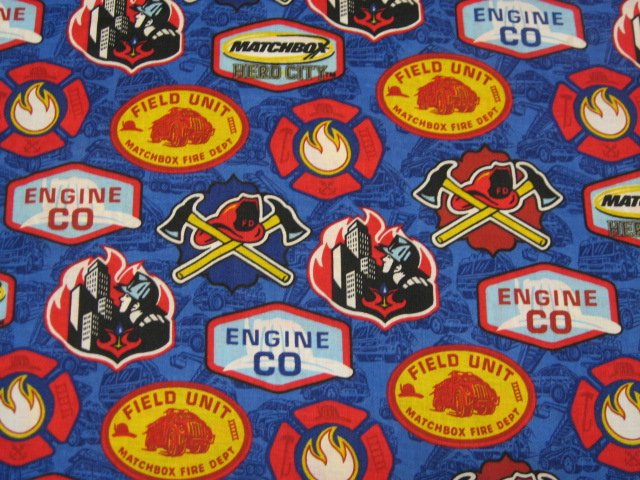 Fireman Rescue Equipment Symbols Match Box Hero City fabric by the yard
