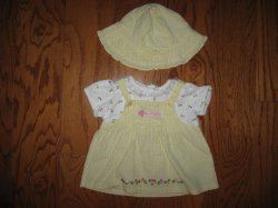 Thumbnail of Baby Sonoma Floral Confection Rose on Yellow white checked dress and hat 0-3 mos