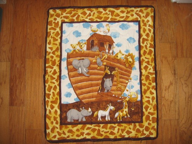 Noah's Ark child  quilt double sided 34 X 40 inches