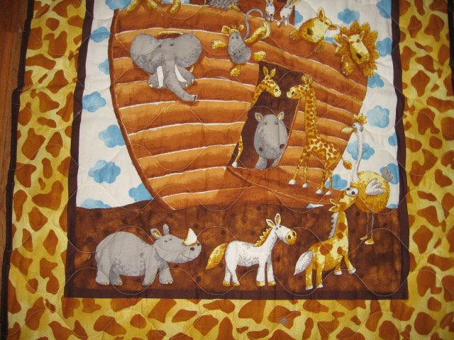 Image 3 of Noah's Ark child  quilt double sided 34 X 40