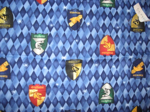 Image 0 of Harry Potter glitter house shields cotton fabric 1/4 yard or fat quarter RARE