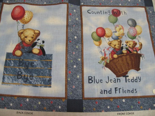 Image 1 of Daisy Kingdom Blue Jean Teddy Bear Counting Fabric baby soft Book to sew /