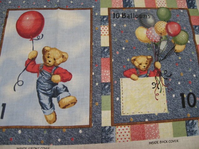 Image 2 of Daisy Kingdom Blue Jean Teddy Bear Counting Fabric baby soft Book to sew /