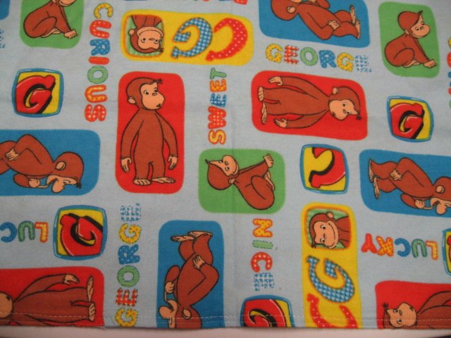 Image 0 of Curious George Monkey new handmade Flannel satin Lovey toddler security Blankie