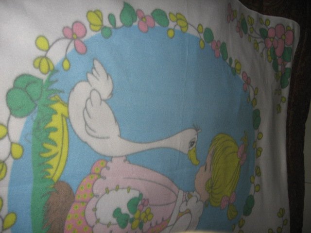 Image 1 of Precious Moments fleece blanket Goose Girl  Rare with finished serged edges 