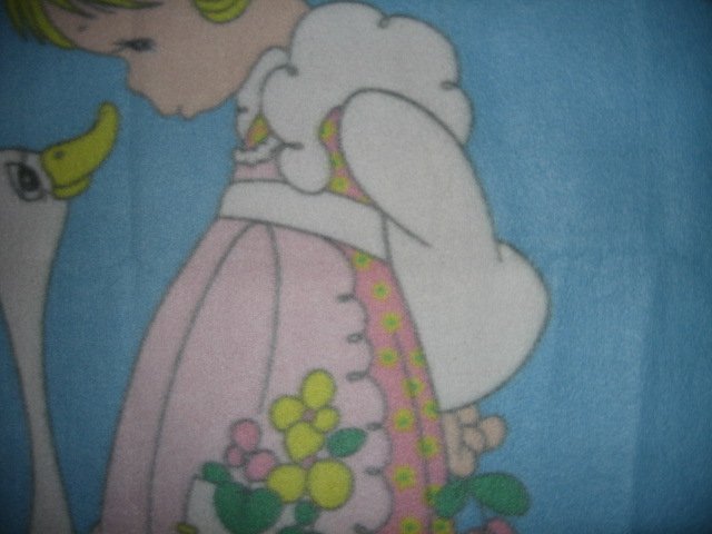 Image 4 of Precious Moments fleece blanket Goose Girl  Rare with finished serged edges 