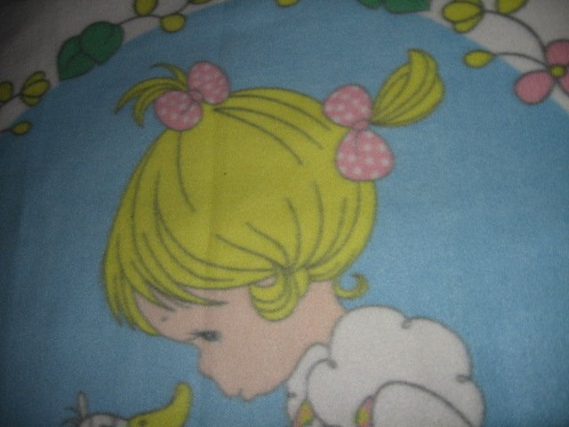 Image 5 of Precious Moments fleece blanket Goose Girl  Rare with finished serged edges 
