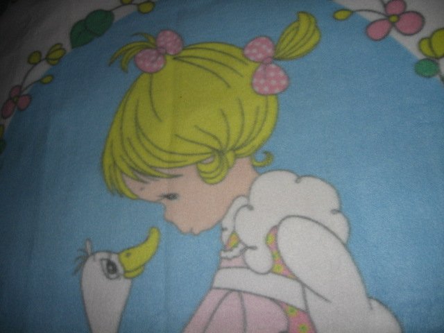 Image 6 of Precious Moments fleece blanket Goose Girl  Rare with finished serged edges 