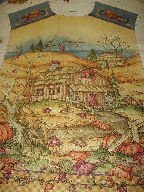 Image 1 of Fall harvest country farm fabric vest Panel to sew