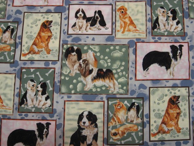 Image 0 of Golden retriever dogs in block form on 100% cotton fabric