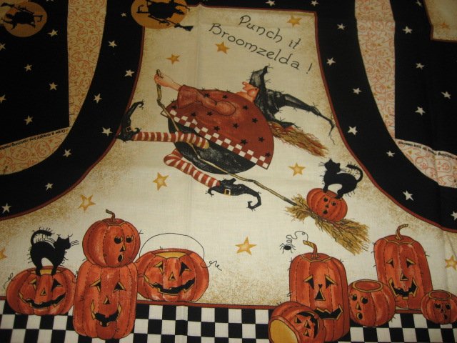 Daisy Kingdom Broomzelda Halloween Fall fabric vest Panel to sew