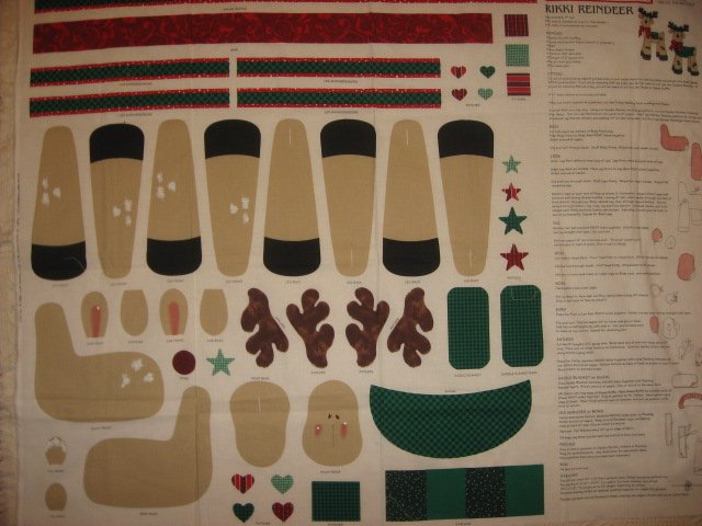 Image 1 of Daisy Kingdom Rikki Reindeer Doll Christmas fabric panel to sew and stuff
