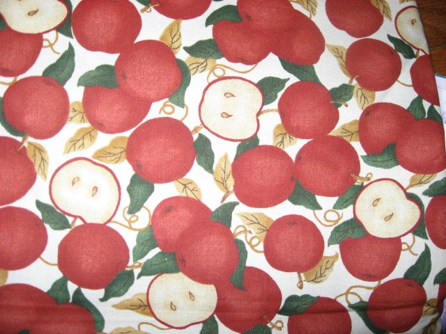 Country apples off white fabric piece 29 X 45 approximately