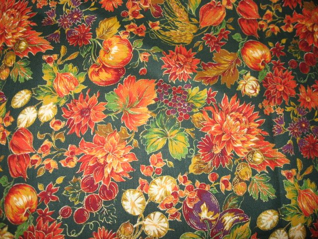 Image 0 of Fall flowers berries nuts Joan Messmore fabric by the yard