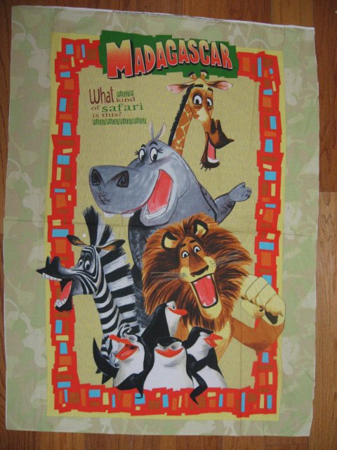 Image 0 of Madagascar Lion Fabric wall crib quilt throw panel to sew 