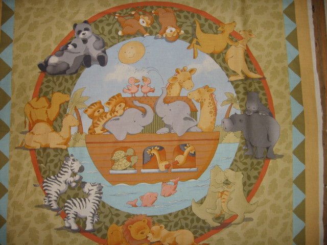Image 0 of Noah's Ark Baby Bedding set to sew Pillow Panel and wall quilt panel 