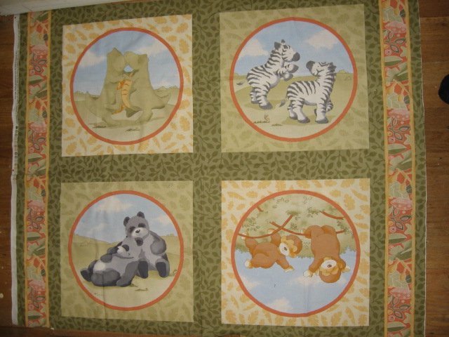 Image 5 of Noah's Ark Baby Bedding set to sew Pillow Panel and wall quilt panel 
