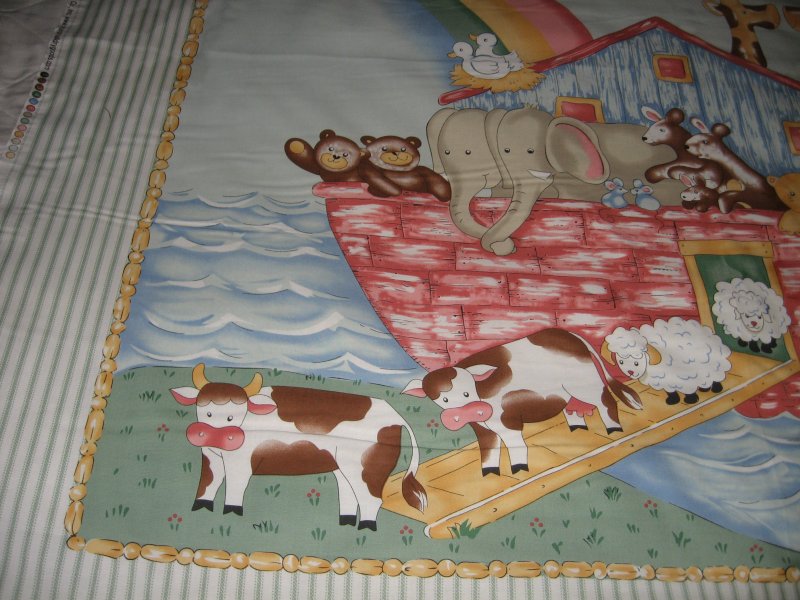 Image 3 of Noah's Ark animals Pastel Fabric Baby crib quilt Panel throw to Sew