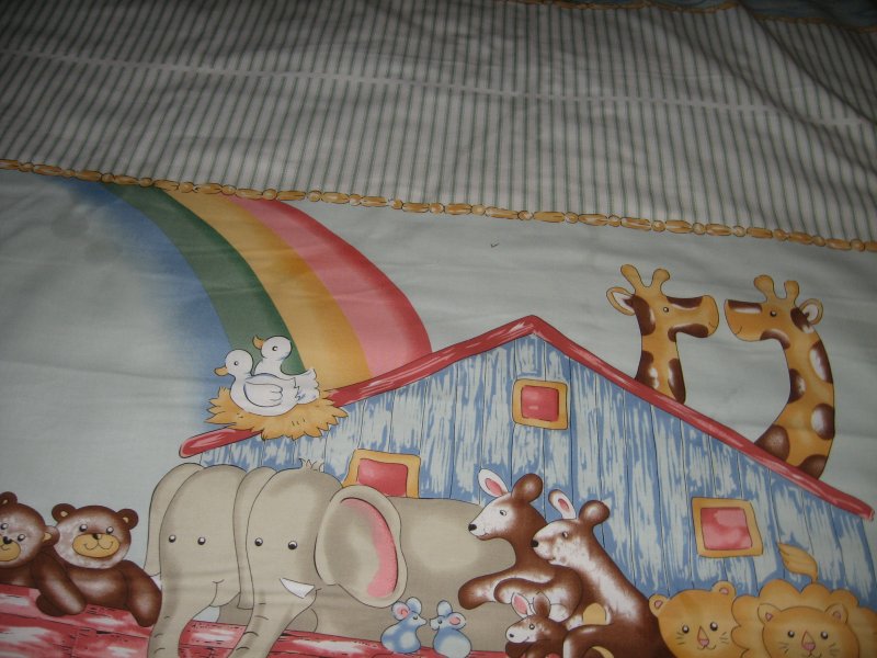 Image 5 of Noah's Ark animals Pastel Fabric Baby crib quilt Panel throw to Sew