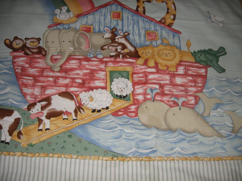 Image 7 of Noah's Ark animals Pastel Fabric Baby crib quilt Panel throw to Sew