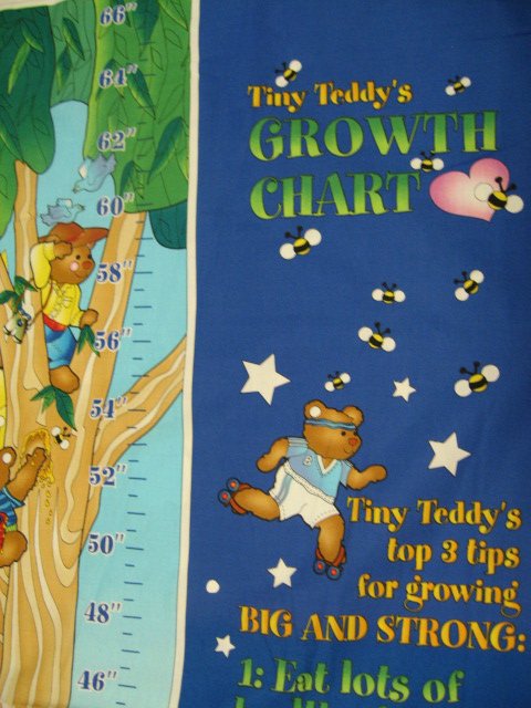 Image 0 of Tiny Teddy's Growth Chart Fabric wall panel to sew /