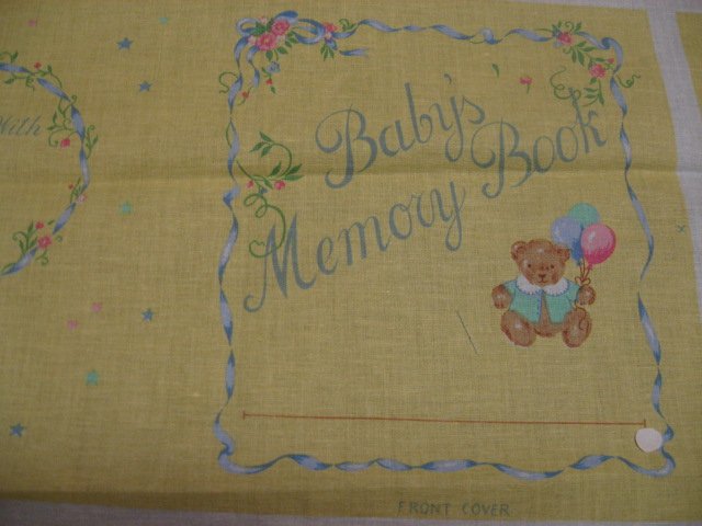 Image 1 of Memory Book Birth Cards Tags Baby Soft Fabric Panel to sew /