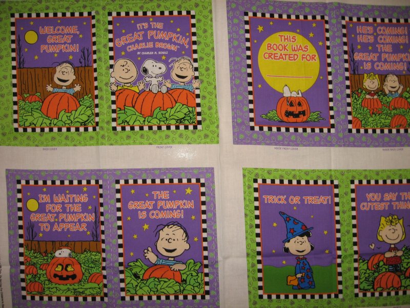 Great Pumpkin Charlie Brown Baby Soft Book Fabric Panel to sew /