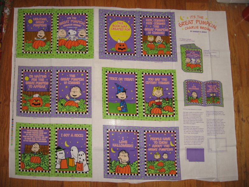 Image 1 of Great Pumpkin Charlie Brown Baby Soft Book Fabric Panel to sew /