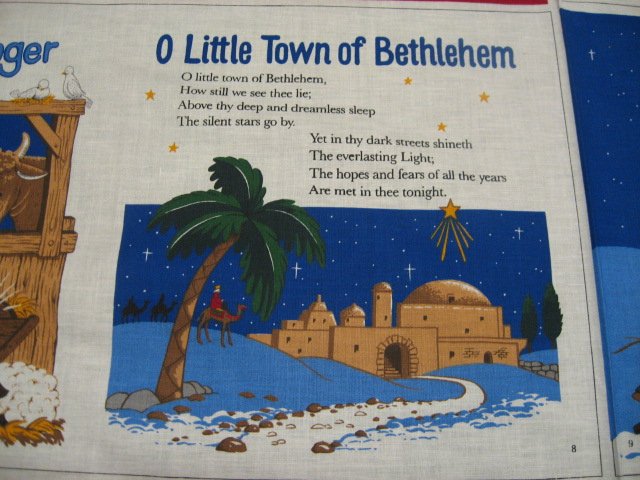 Image 1 of Jesus baby in Bethlehem with Mary Follow the star Fabric Book Panel to sew /