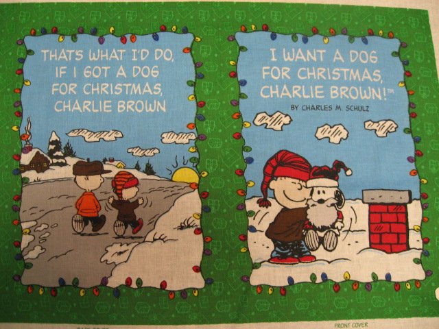 Image 1 of Charlie Brown SnoopyI want a dog for Christmas Soft Book Fabric Panel to sew /