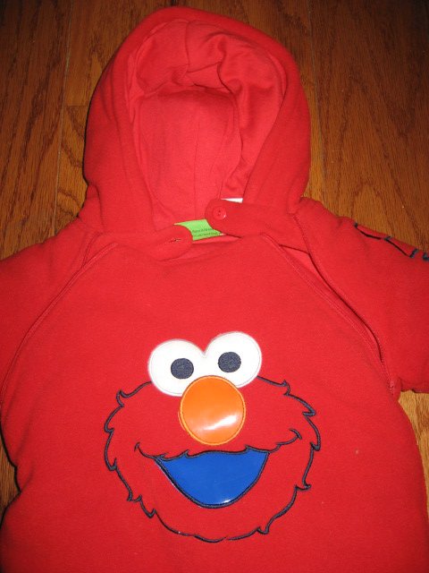 Image 1 of Sesame street Elmo Snowsuit with hood mittens and two zippers for diaper change