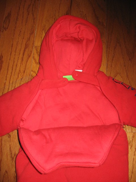 Image 2 of Sesame street Elmo Snowsuit with hood mittens and two zippers for diaper change