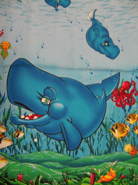 Image 1 of Fish Sea whimsicle  Fabric Throw Quilt Panel to sew