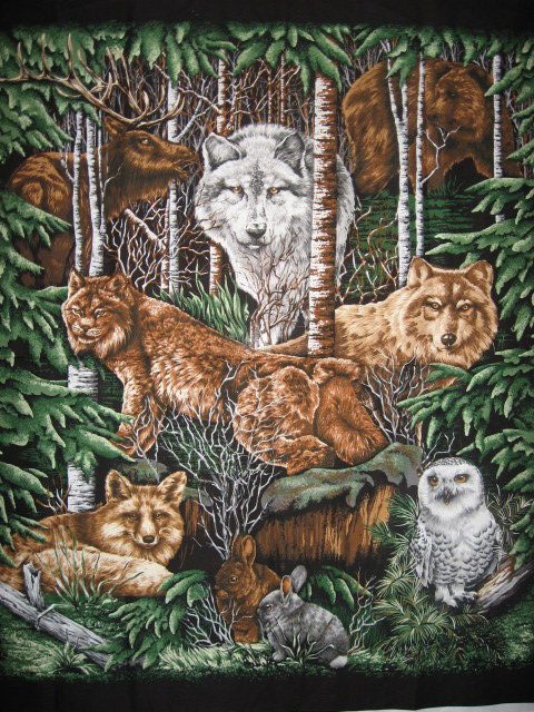 Owl Fox Moose Cougar wolf bear and Rabbit Fabric Wall Panel to sew