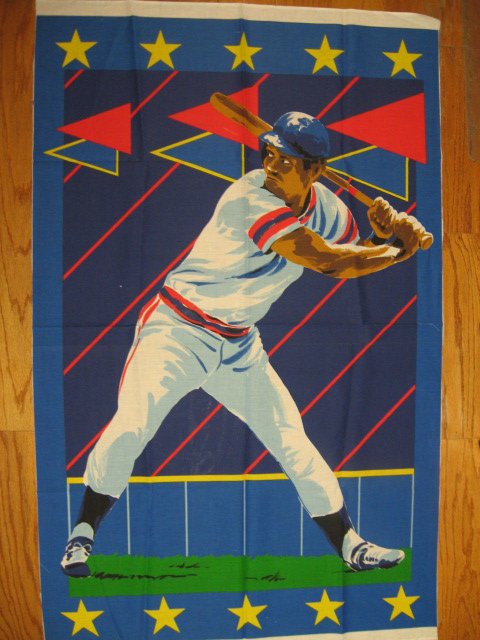 Baseball Player Huge Fabric Throw Quilt Panel to sew