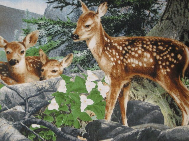 Image 0 of Deer Fawn Doe Wolf cotton Fabric wall panel set of four to sew /