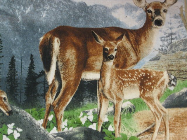 Image 2 of Deer Fawn Doe Wolf cotton Fabric wall panel set of four to sew /