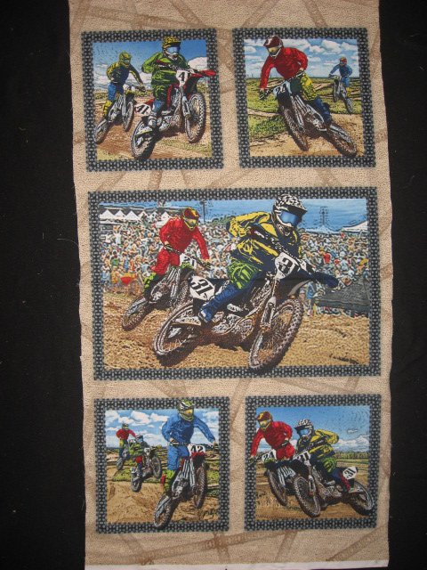 Image 0 of Motorcycle Dirt Bike Racing sport Fabric panel set to sew