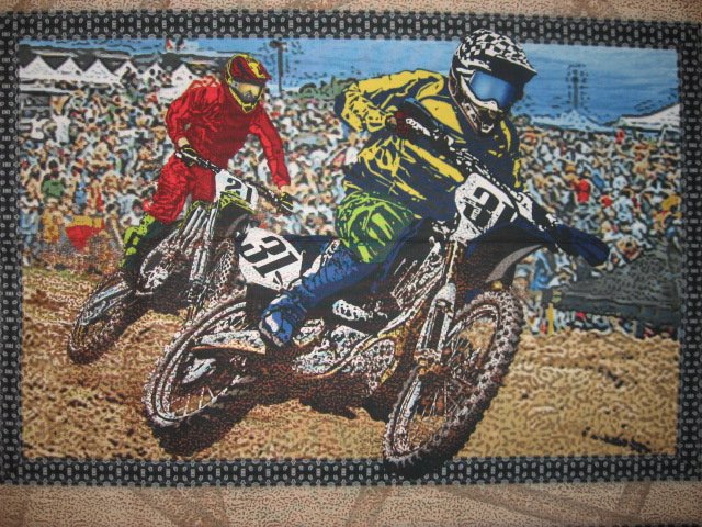 Image 1 of Motorcycle Dirt Bike Racing sport Fabric panel set to sew